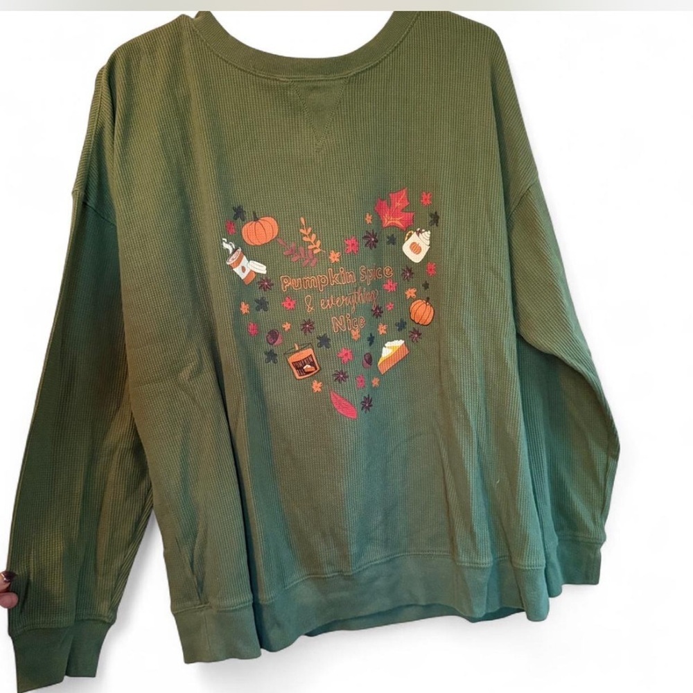 Feeling Festive Pumpkin Spice Fall Thermal Thermal Crewneck Top